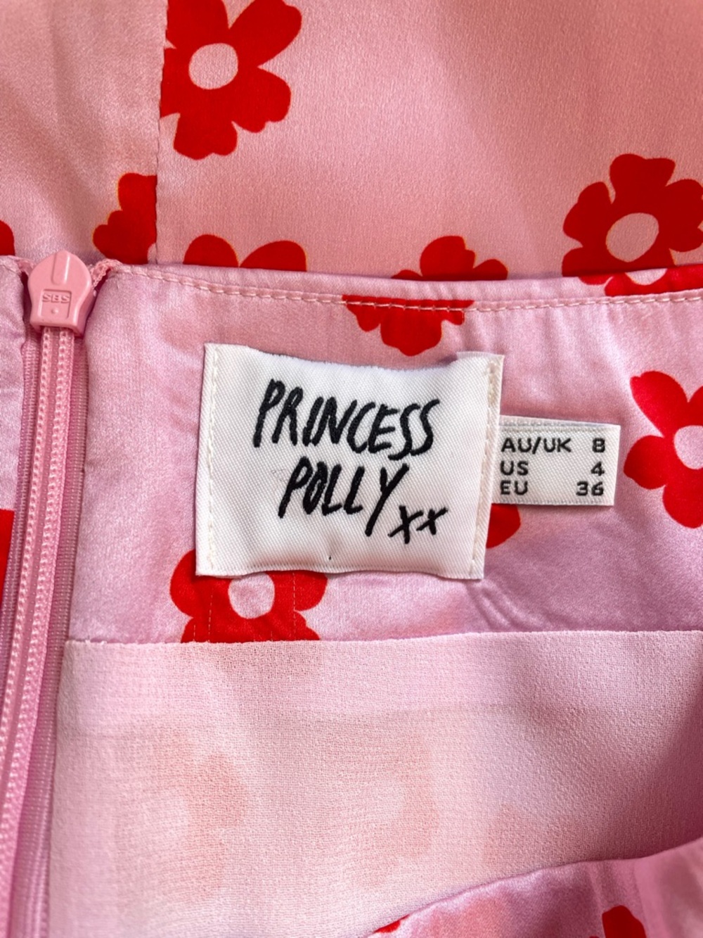 PRINCESS POLLY pink and red flower mini skirt size 4 - Picture 3 of 3